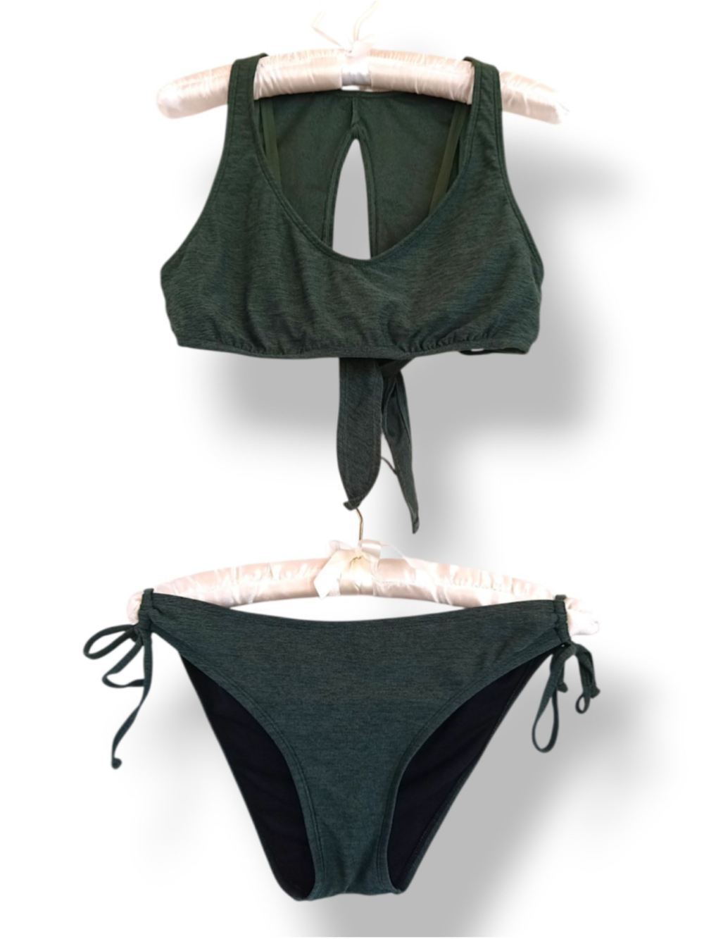 Kona Sol Forest Green tie Bikini Swimsuit Set sporty summer beach cute racerback